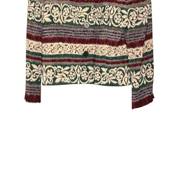 Jones New York Petite Silk Blazer 8P Green Brown Vintage Heritage Style - Picture 10 of 11